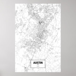Austin, Texas (black on white) Poster