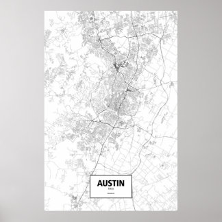 Austin, Texas (black on white) Poster