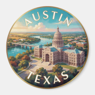 Austin Texas Capitol Skyline Travel Art Magnet