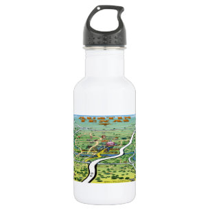 Austin Texas Cartoon Map 532 Ml Water Bottle