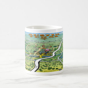 Austin Texas Cartoon Map Coffee Mug