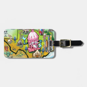 Austin Texas Cartoon Map Luggage Tag