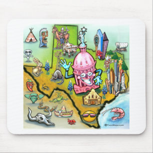 Austin Texas Cartoon Map Mouse Mat
