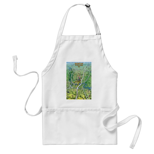 Austin Texas Cartoon Map Standard Apron (Front)