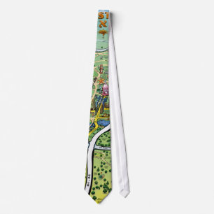 Austin Texas Cartoon Map Tie