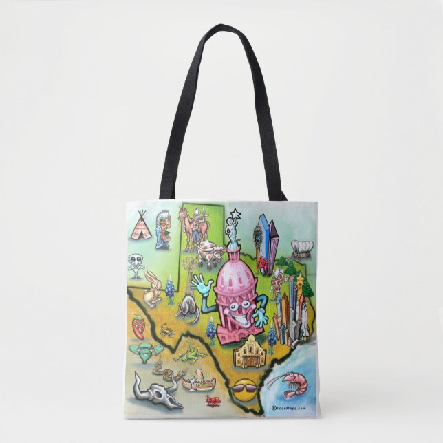 Austin Texas cartoon map Tote Bag (Front)