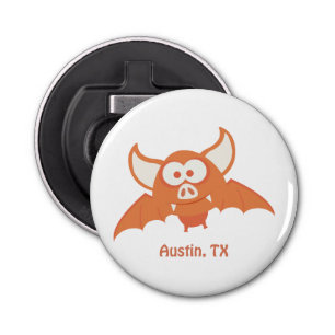 Austin Texas Cartoon Orange Bat Bottle Opener