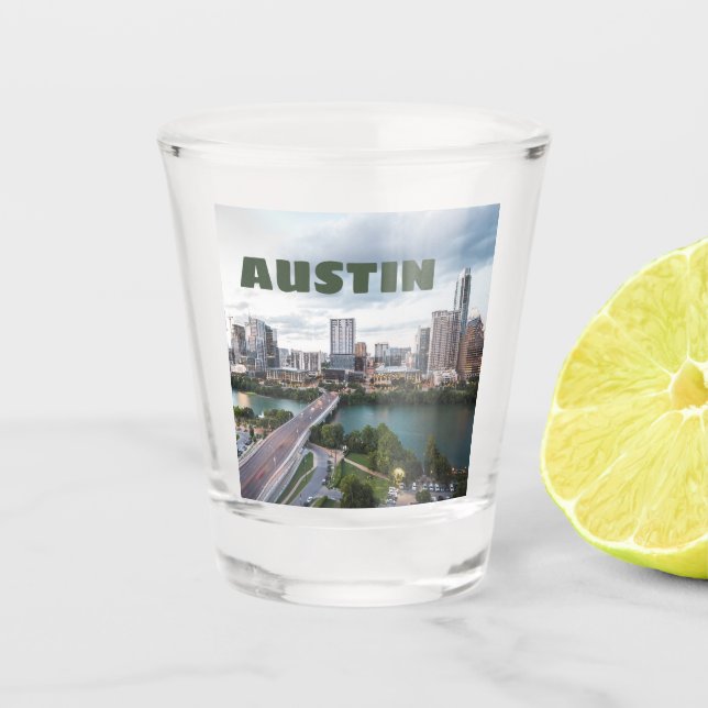 Austin, Texas city skyline photo Shot Glass (Front)