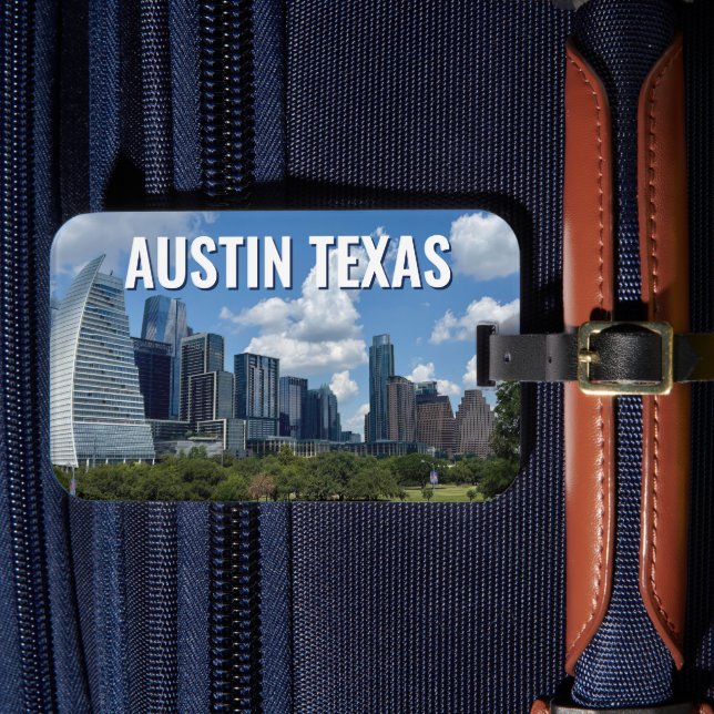 Austin Texas City Skyline Photography Luggage Tag (Front Insitu 4)