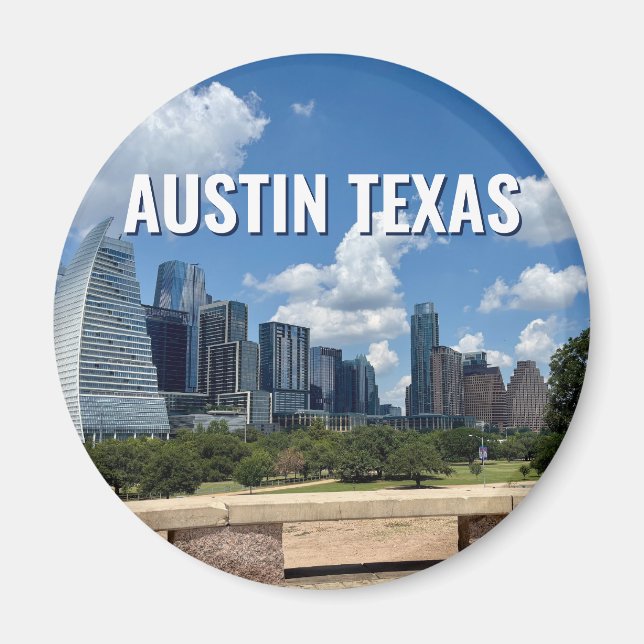 Austin Texas City Skyline Photography Magnet (Front)