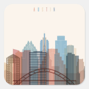 Austin, Texas   City Skyline Square Sticker