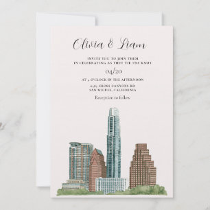 Austin Texas City Skyline Wedding Invitation