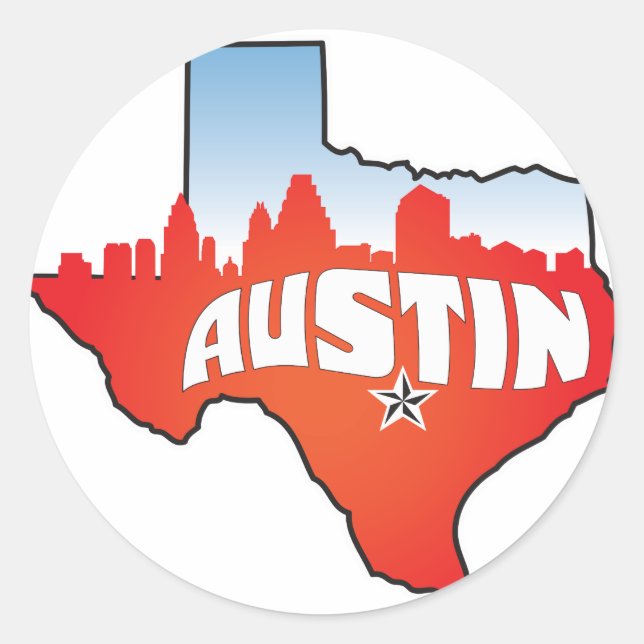 Austin Texas Cityscape Classic Round Sticker (Front)