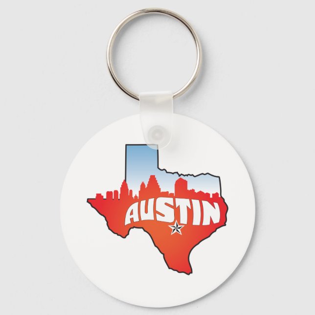Austin Texas Cityscape Key Ring (Front)