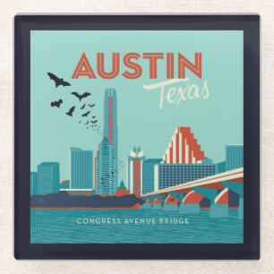 Austin, Texas Congress Avenue Bridge Glass Coaster