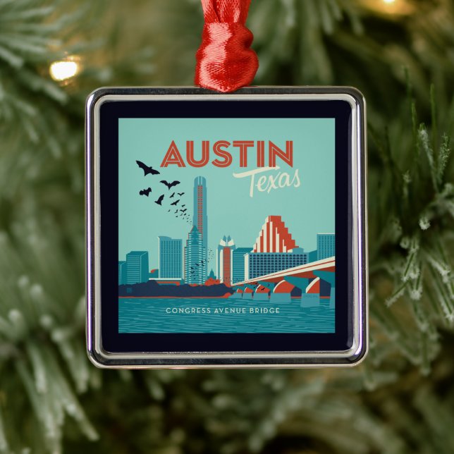 Austin, Texas | Congress Avenue Bridge Metal Tree Decoration (Tree)