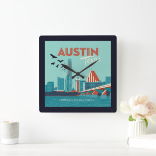 Austin, Texas   Congress Avenue Bridge Square Wall Clock