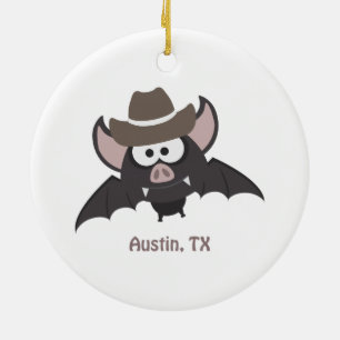 Austin, Texas - Cowboy bat Ceramic Tree Decoration