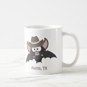 Austin Texas Cute Cartoon Cowboy Bat Coffee Mug
