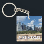 Austin Texas Downtown Buildings Photography Key Ring<br><div class="desc">This modern Austin Texas souvenir keychain features beautiful blue sky and clouds above the city skyline. All of the new buildings against the pretty green trees that epitomises the beauty of the urban downtown and nature of the place. Great travel keepsake gift for a visitor or a local Austinite that...</div>