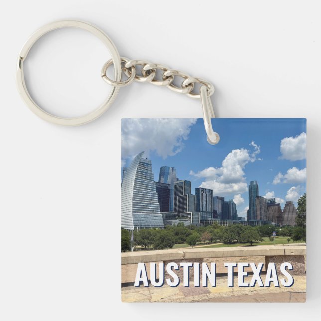 Austin Texas Downtown Buildings Photography Key Ring (Front)