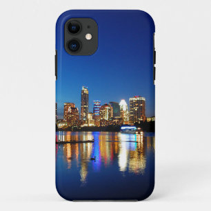 Austin Texas Downtown Night Skyline Ladybird Lake iPhone 11 Case