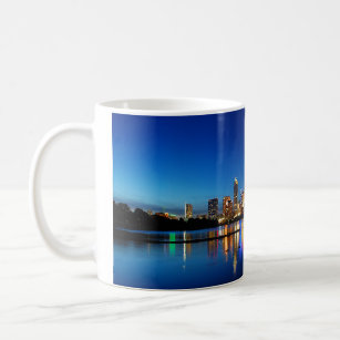 Austin Texas Downtown Night Skyline Ladybird Lake Coffee Mug
