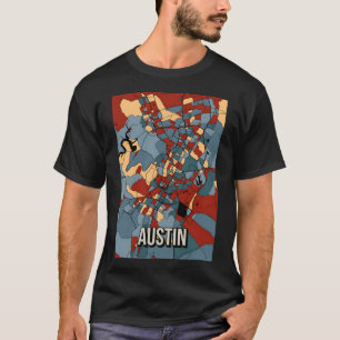 Austin Texas Earth Tone City Map - Colourful Abstr T-Shirt