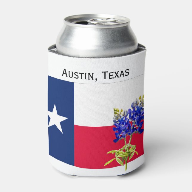 Austin, Texas, flag and downtown Can Cooler (Can Front)