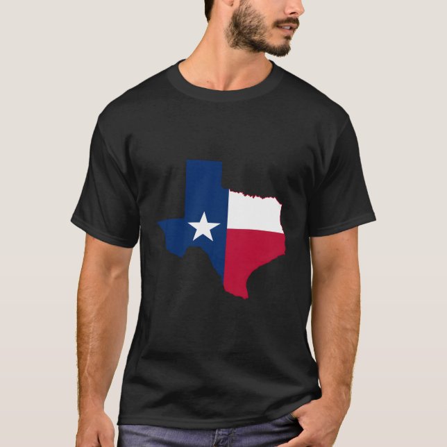 Austin Texas Flag State Texas Map Flag T-Shirt (Front)