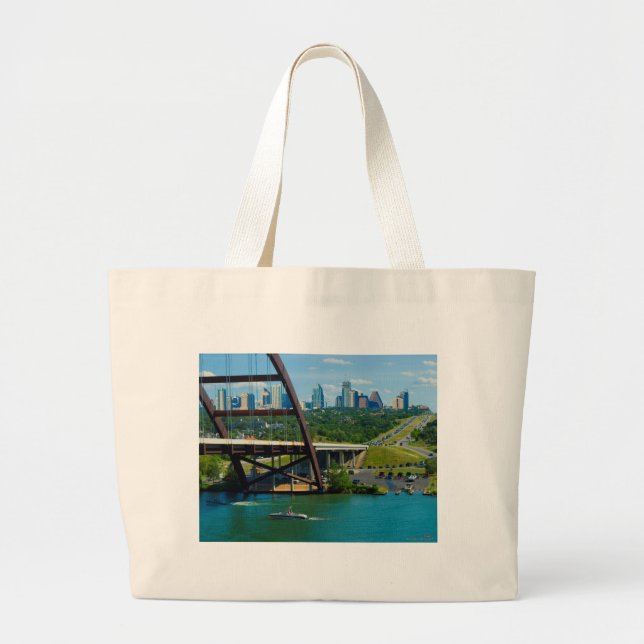 Austin, Texas from 360 Bridge Large Tote Bag (Front)