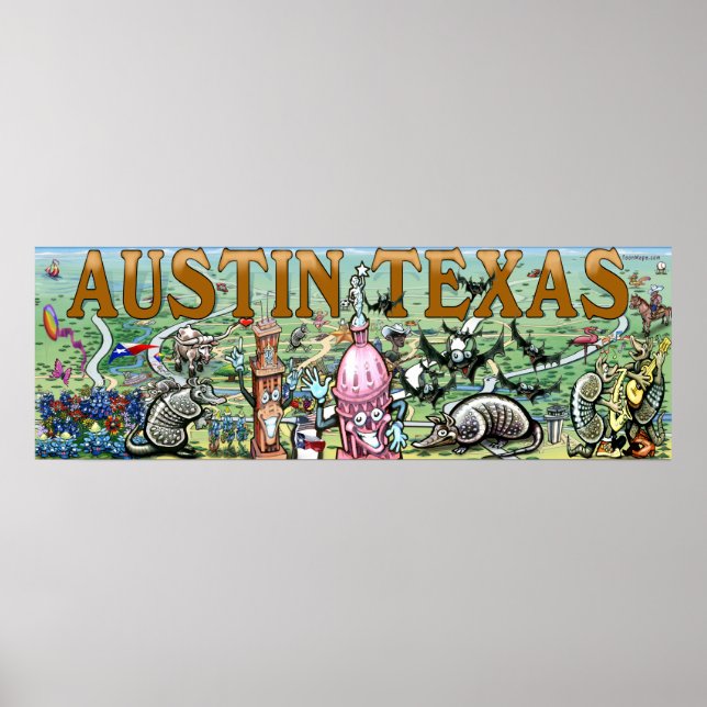 Austin Texas Fun Art Poster (Front)