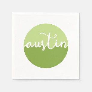 Austin, Texas Green Ombre Circle Napkin
