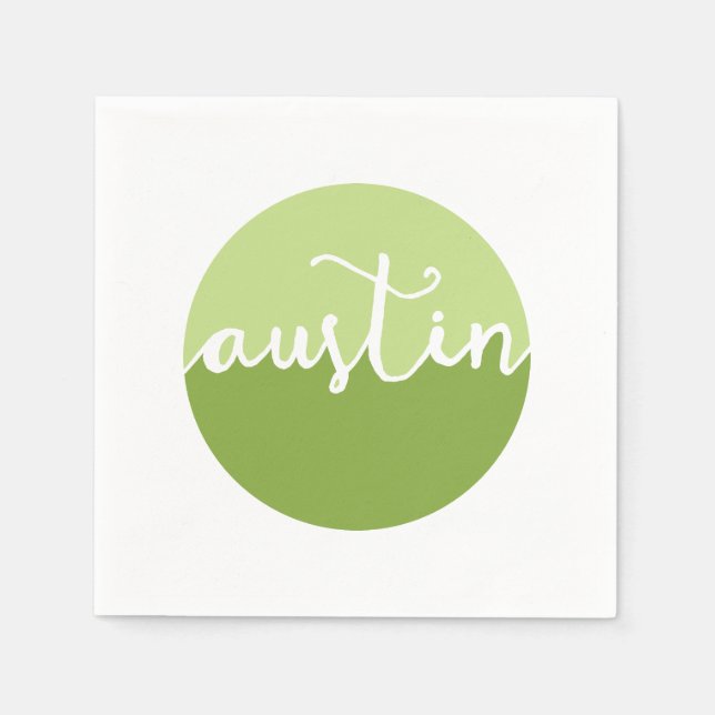 Austin, Texas | Green Ombre Circle Napkin (Front)