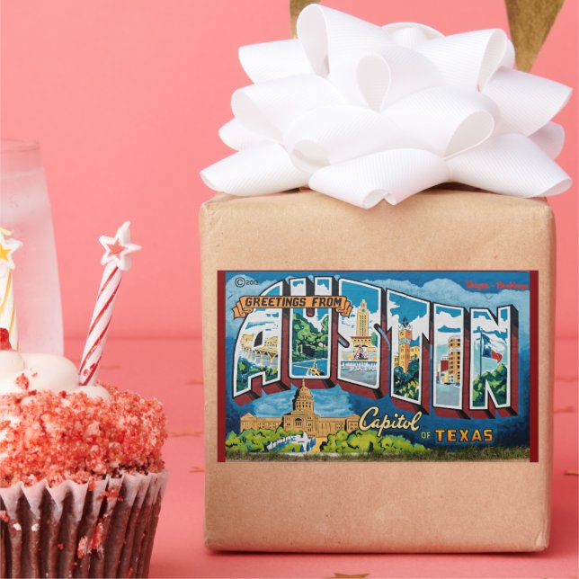 Austin, Texas Greetings Rectangular Sticker (Party)