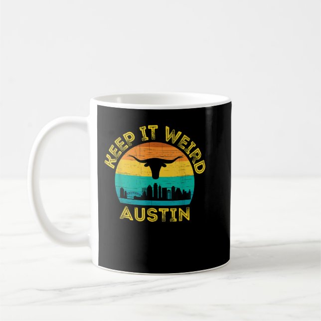 Austin, Texas Keep It Weird Longhorn Coffee Mug (Left)