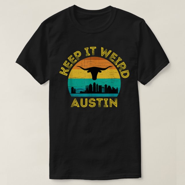 Austin, Texas Keep It Weird Longhorn T-Shirt (Design Front)