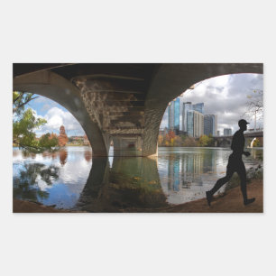 Austin Texas Lady Bird Lake Trail Runner Rectangular Sticker