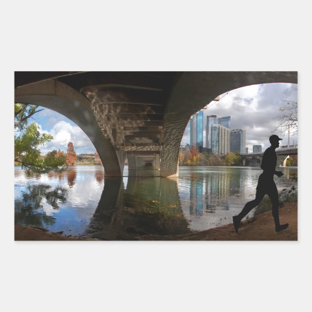 Austin Texas Lady Bird Lake Trail Runner Rectangular Sticker (Front)