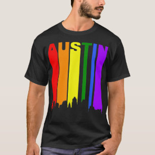 Austin Texas LGBTQ Gay Pride Rainbow Skyline _1 T-Shirt