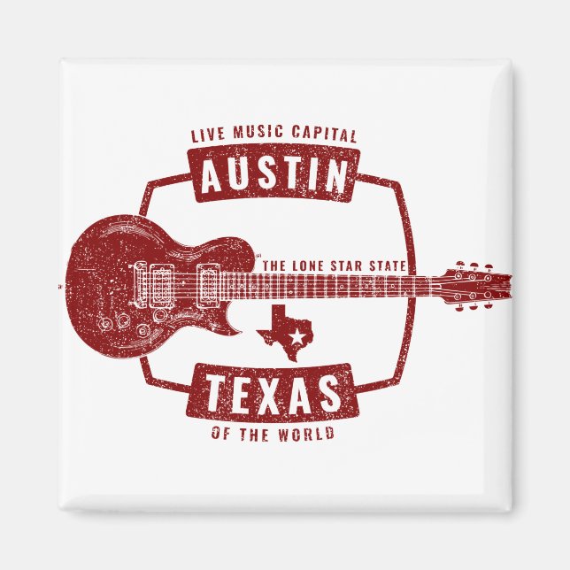 Austin Texas Live Music Guitar Magnet (Front)