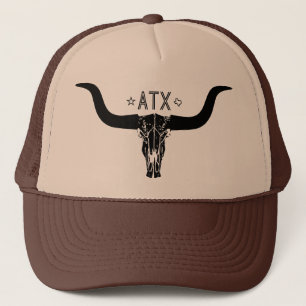 Austin Texas Long Horn Skull Trucker Hat
