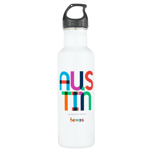 Austin Texas Mid Century, Pop Art, 710 Ml Water Bottle (Front)