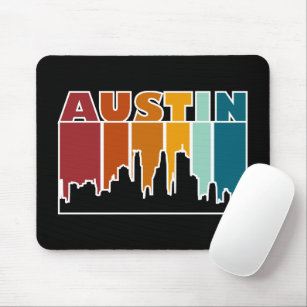 Austin Texas Retro Sunset Cityscape Mouse Mat