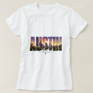 Austin Texas Riverfront Skyline Travel Scene T-Shirt