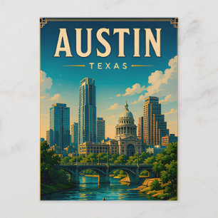 Austin Texas Skyline and Riverfront Postcard