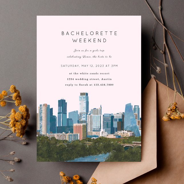 Austin Texas Skyline Bachelorette Party Invitation (Creator Uploaded)