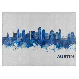 Austin Texas Skyline Blue Cutting Board