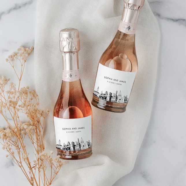 Austin Texas Skyline Mini Sparkling Wine Label (Creator Uploaded)