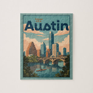 Austin Texas Skyline Riverfront Postcard Jigsaw Puzzle